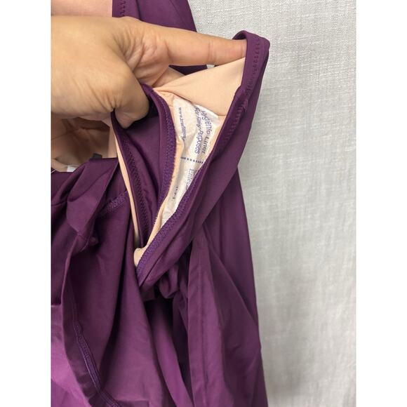 J. Crew Women's 12 One-Piece Halter Wrap Swimsuit Swimdress Burgundy Purple - Picture 8 of 9